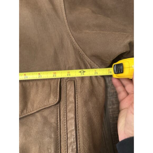 VTG Georgetown Leather Design Jacket 90s Bomber A2 Lg Aviator Distressed Korea - Picture 3 of 16